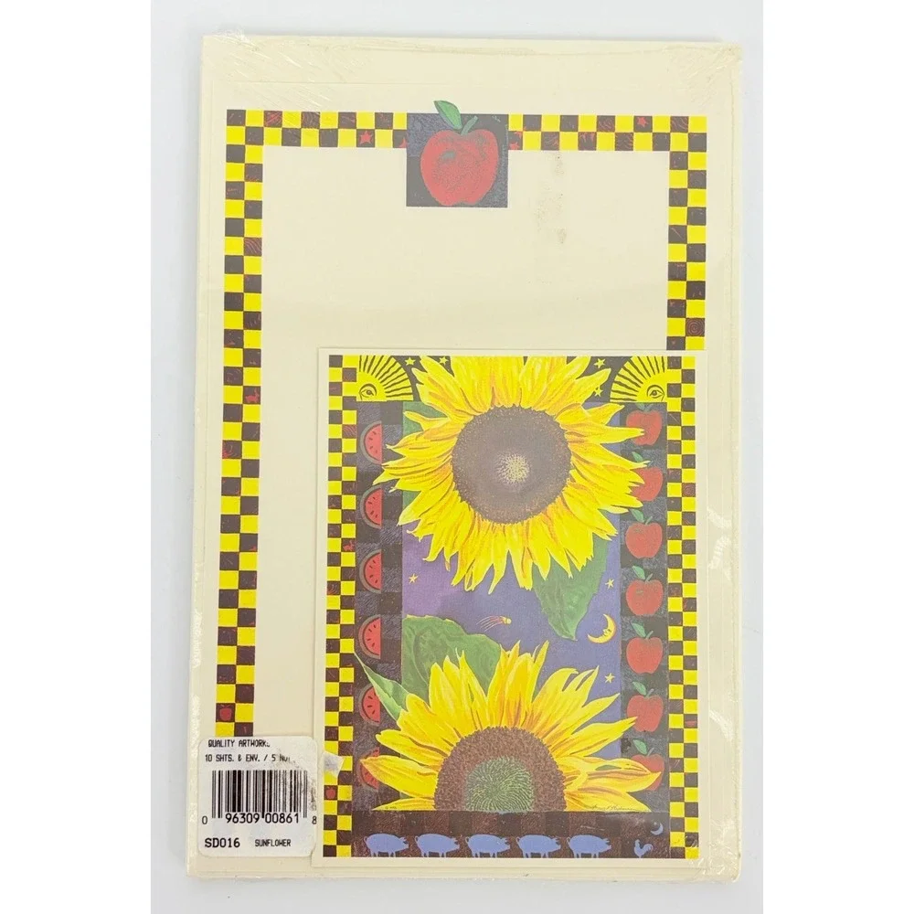 Quality Artworks Social Stationery 10 Sheets & Envelopes 5 Notecards Sunflowers